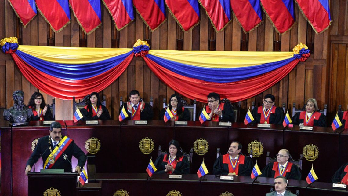 Venezuelan President Nicolás Maduro speaks during a ceremony in the opening of the judicial year at the Supreme Court in Caracas last week.