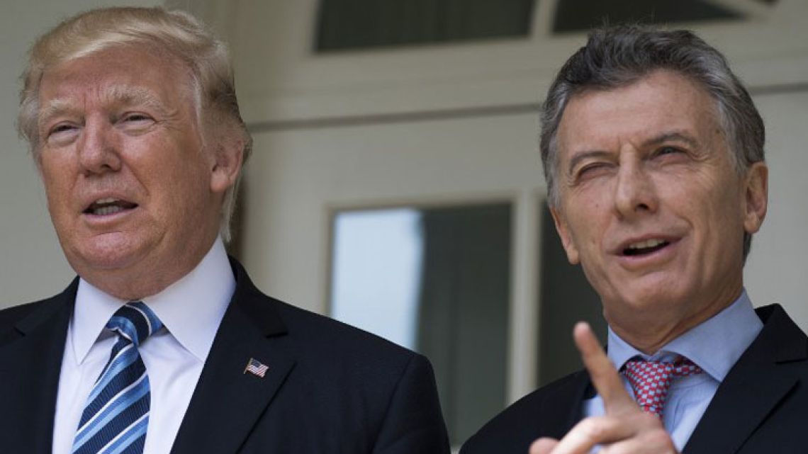 US President Donald Trump and Argentine President Mauricio Macri in the White House.