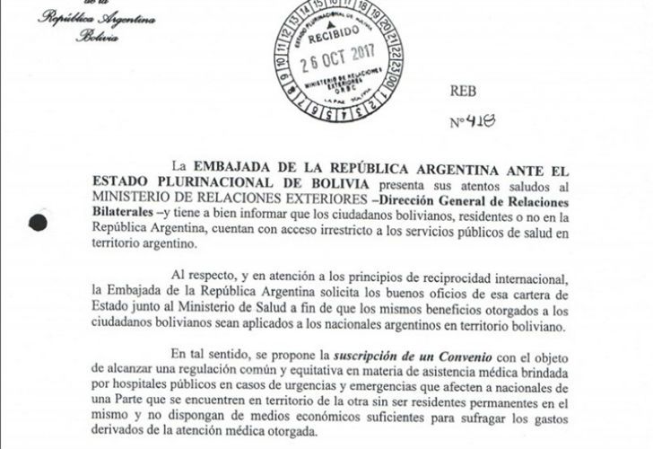 El pedido de la diplomacia argentina fue el 26 de octubre de 2017.