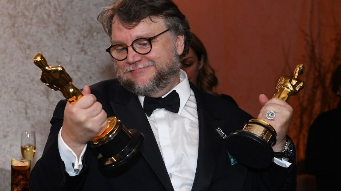 Best Director and Best Film laureate Mexican director Guillermo del Toro stands at the engraving station as he attends the 90th Annual Academy Awards Governors Ball at the Hollywood & Highland Center on March 4, 2018, in Hollywood, California.