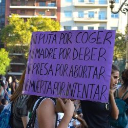 Scenes from the International Women's Day march in downtown Buenos Aires on Thursday, March 8, 2018.