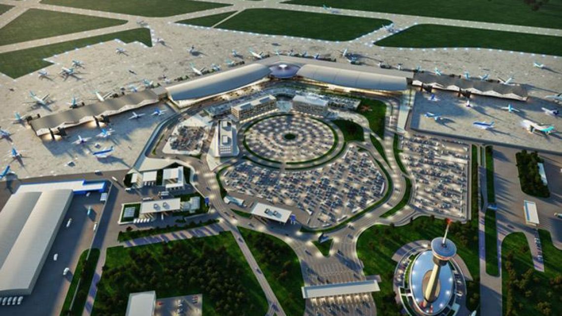 An aerial view of the planned renovations of Ezeiza International Airport.