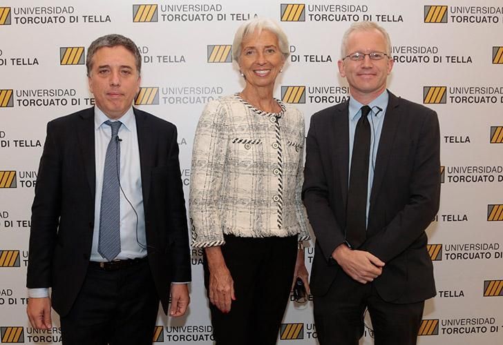 Nicolás Dujovne, Christine Lagarde y Ernesto Schargrodsky