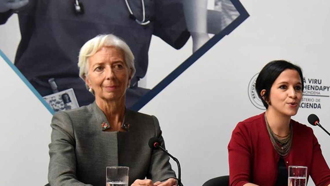 IMF chief Christine Lagarde meets with Paraguay's Economy Minister Lea Gimenez in Asunción on March 14.