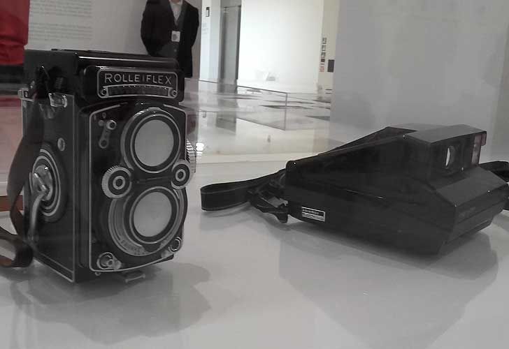Cámaras originales en exhibición en la muestra Archivo Aldo Sessa 1958-2018: 60 años de imágenes.