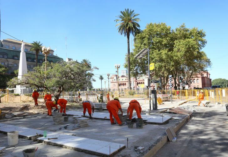 Las obras en la Plaza de Mayo.