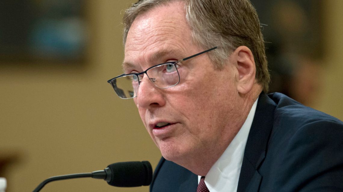 US Trade Representative Ambassador Robert Lighthizer testifies on trade policy before the House Ways and Means Committee on Capitol Hill. 