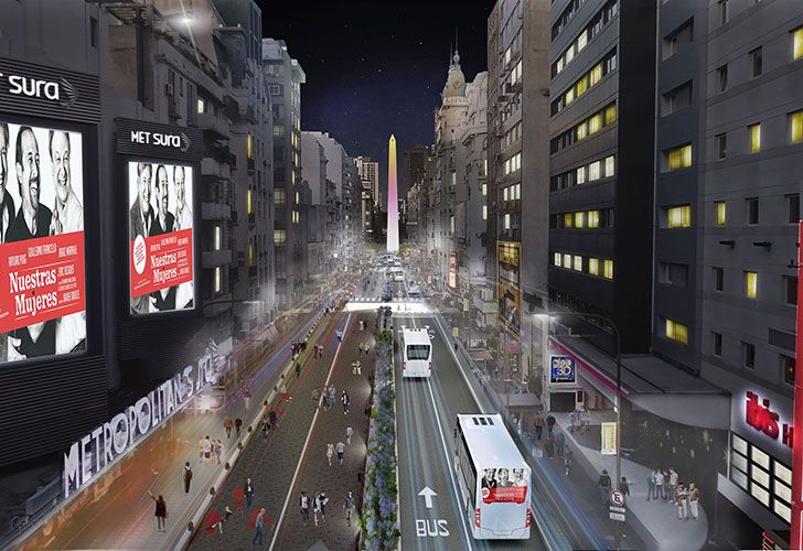 Así quedará la calle Corrientes de noche