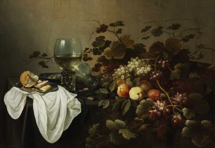 Pieter Claesz, Bodegón con frutas y copa Römer