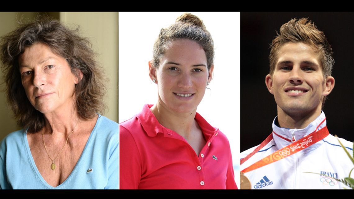 A combination of file photos shows (from left) French Champion sailor Florence Arthaud in Paris on October 27, 2014, French Olympic gold medallist swimmer Camille Muffat in Monaco on October 27, 2013, and French Olympic boxer Alexis Vastine in Beijing on August 23, 2008, who are among 10 killed in a helicopter crash while filming a reality TV show in Argentina on March 9, 2015. The production company of the show 'Dropped' committed an "inexcusable fault" and has been sentenced to compensate the family of a cameraman who died in a helicopter crash during a shooting in Argentina in 2015, according to a copy AFP received of the court's decision.