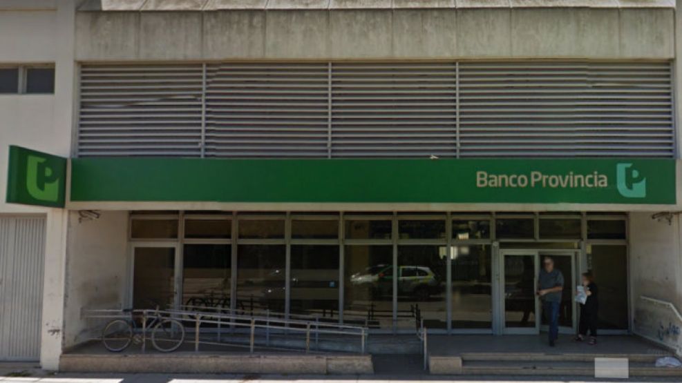 La sucursal del Banco Provincia donde ocurrió el robo.