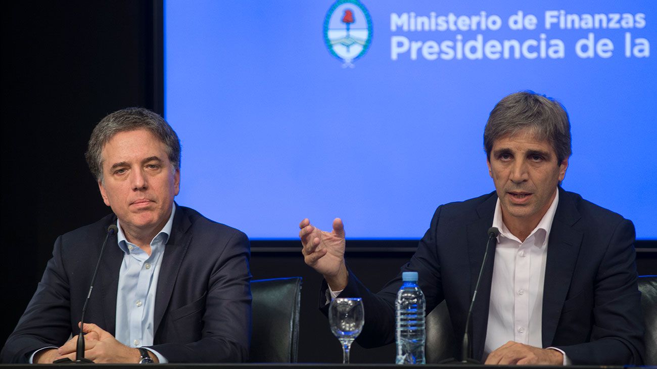 El ministro de Hacienda, Nicolás Dujovne durante la conferencia de prensa que ofrecio con su par de Finanzas, Luis Caputo.