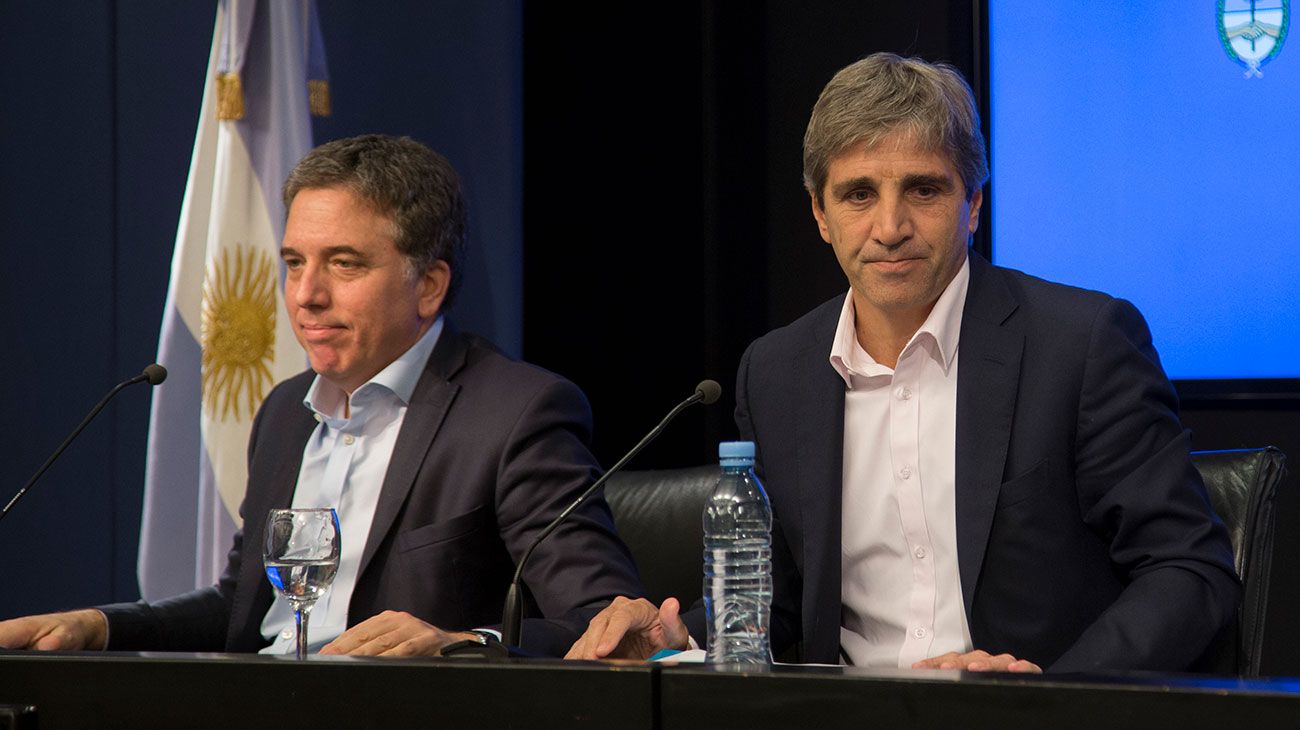 El ministro de Hacienda, Nicolás Dujovne durante la conferencia de prensa que ofrecio con su par de Finanzas, Luis Caputo.