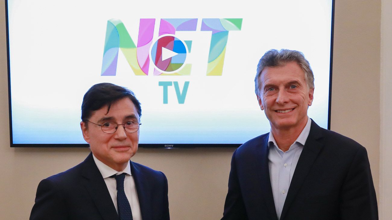 Jorge Fontevecchia visita a Macri por la apertura de Net Tv.