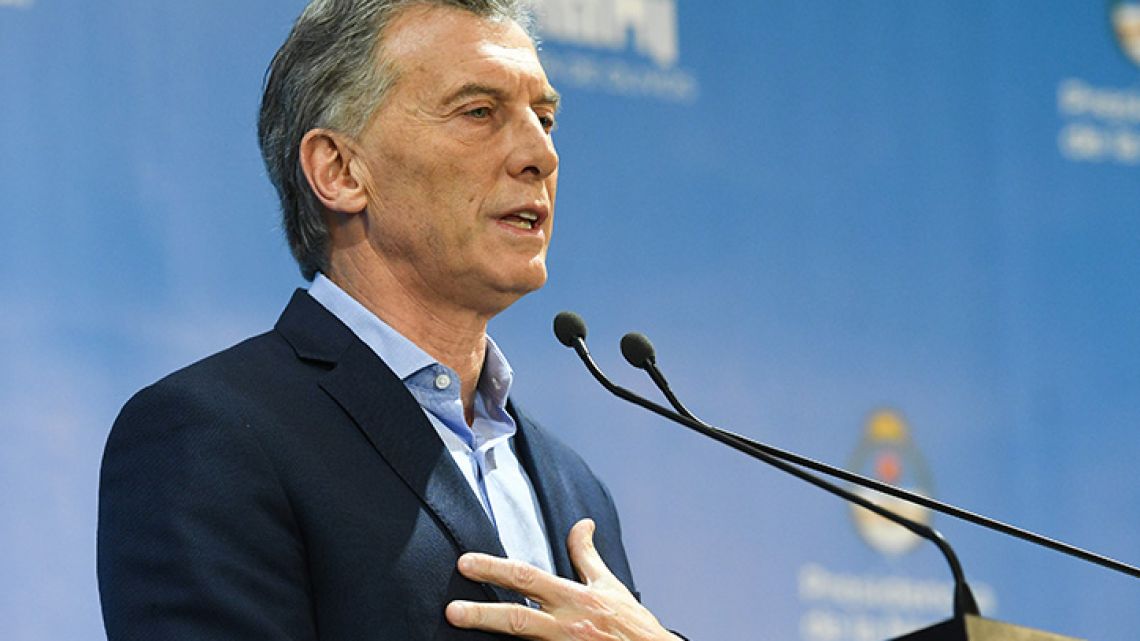 President Maurcio Macri addresses Argentina's economic woes during a May 16, 2018 press conference. 