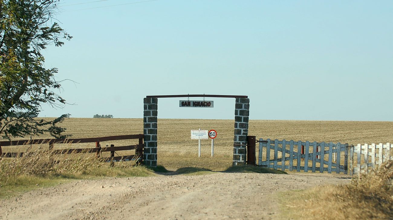 La entrada de la estancia San Ignacio, donde se suicidó. 