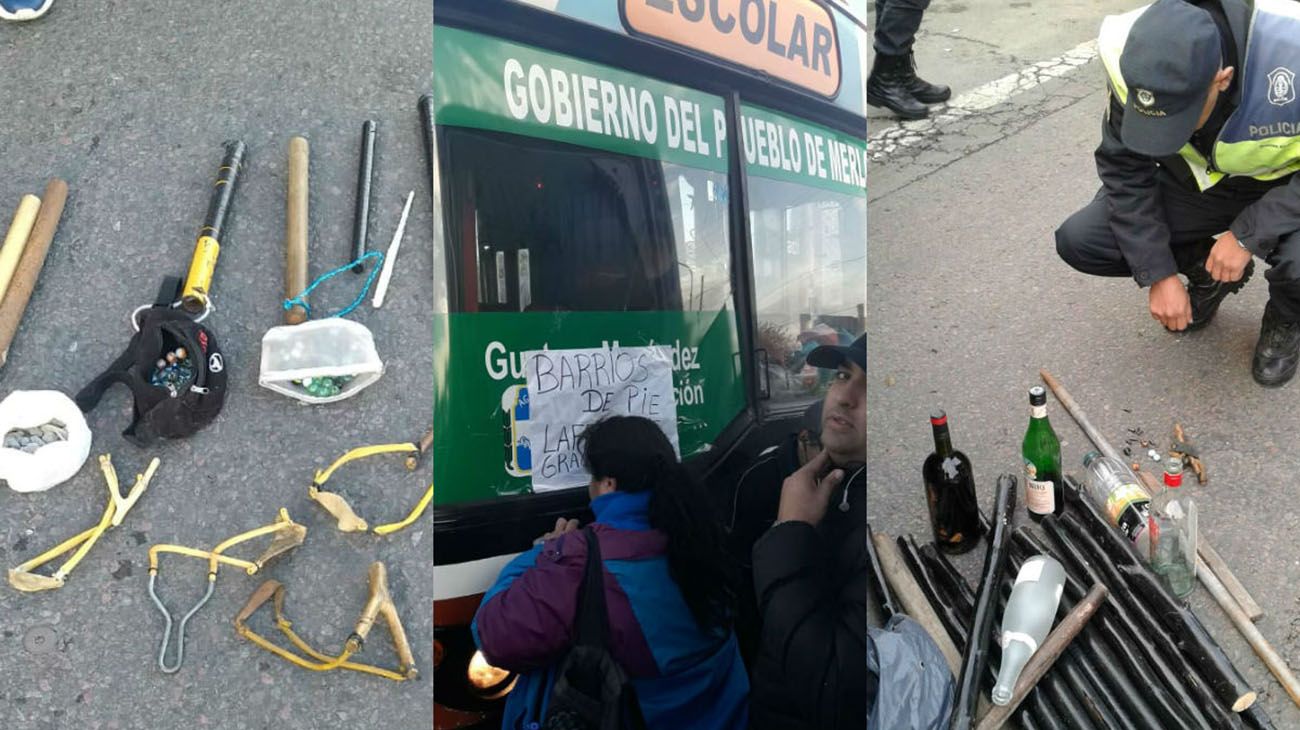 Secuestraron gomeras, piedras y proyectiles de acero a manifestantes en micros que estaban saliendo desde La Matanza para unirse a la Marcha Federal