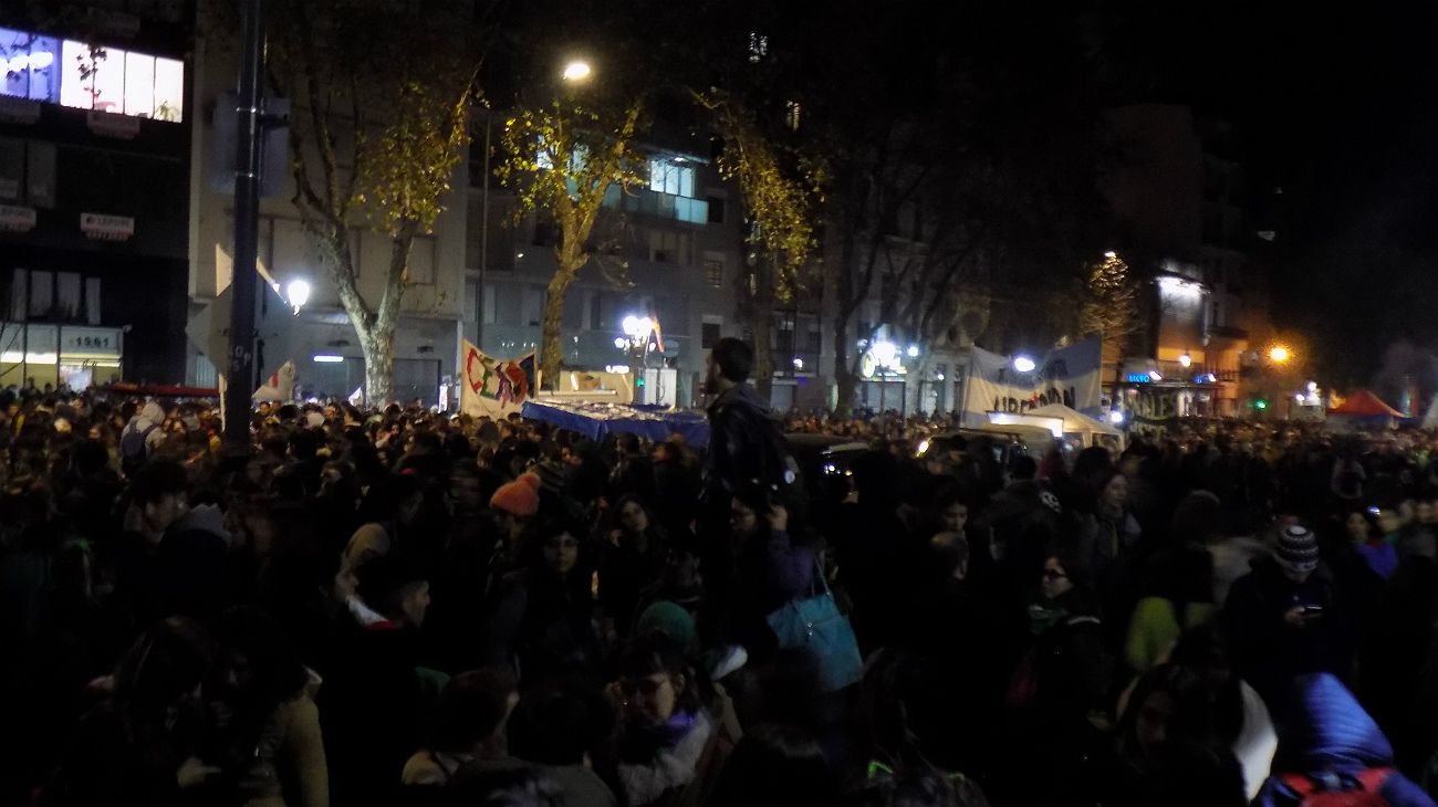 Frente al Congreso, en una fría y gris jornada, se levantaron pañuelos celestes y verdes a la espera de una decisión histórica de sus diputados.