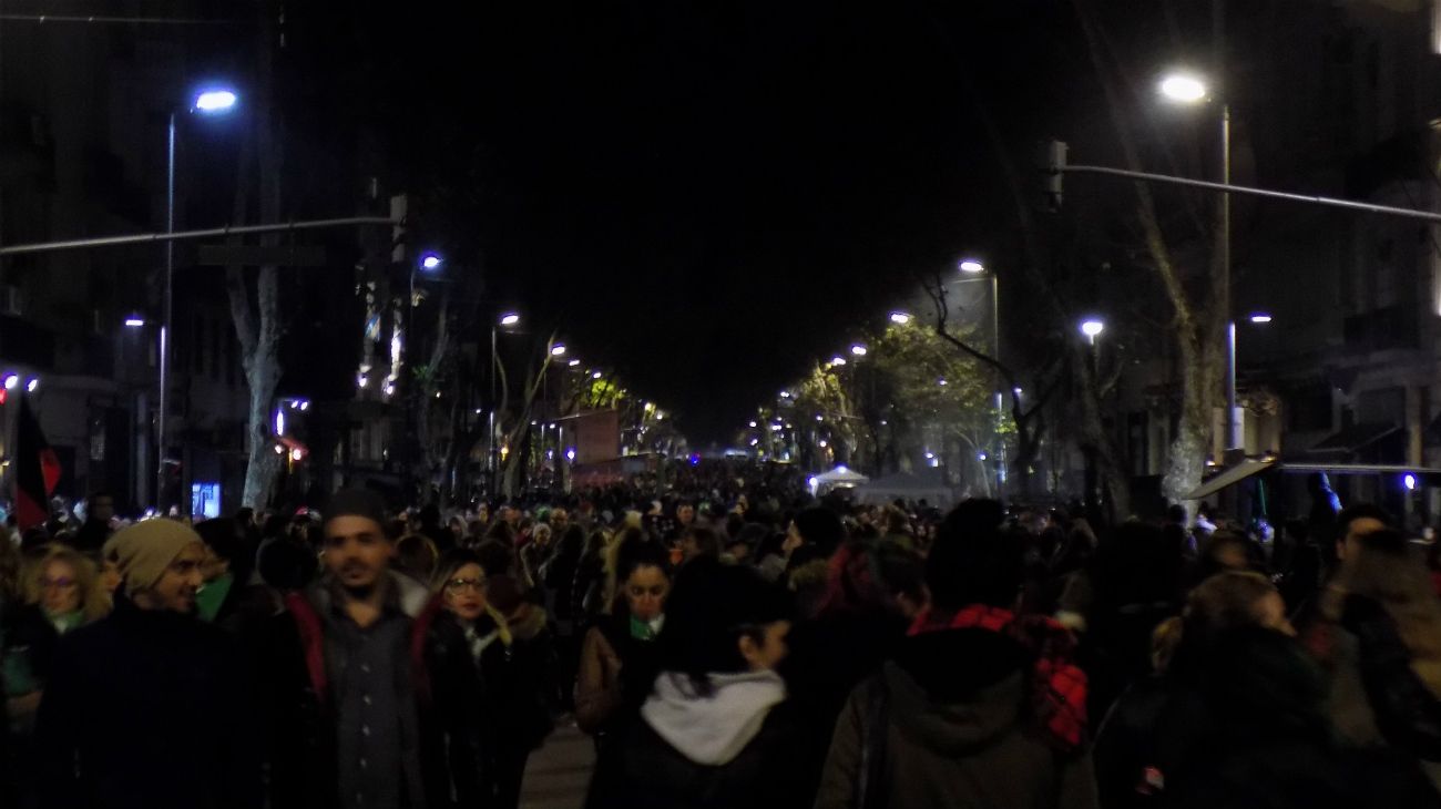 Frente al Congreso, en una fría y gris jornada, se levantaron pañuelos celestes y verdes a la espera de una decisión histórica de sus diputados.