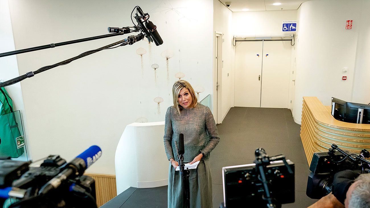  La reina holandesa Maxima sobre la muerte de su hermana Inés Zorreguieta durante una visita de trabajo en Groningen, Países Bajos, el 19 de junio de 2018.