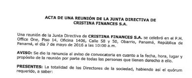 Extracto de un acta aportada por el funcionario investigado.