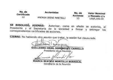 Extracto de un acta aportada por el funcionario investigado.
