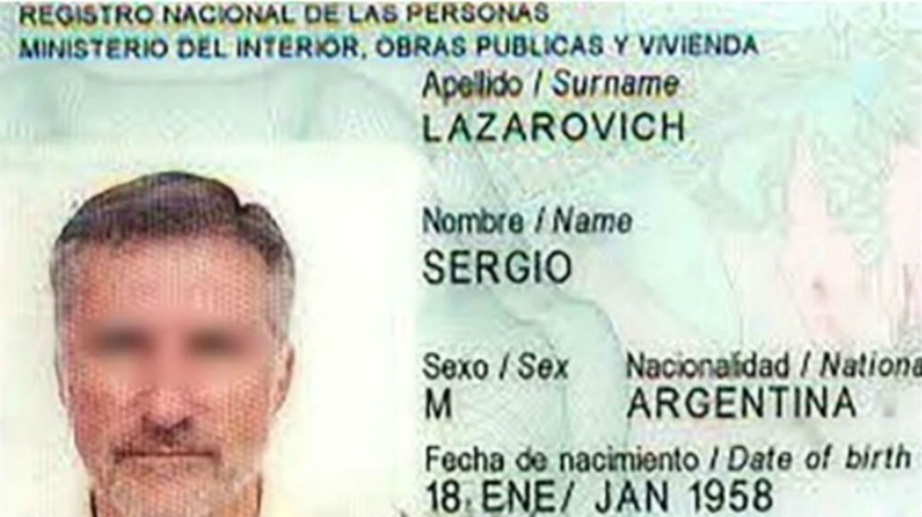 El DNI anterior de Sergia Lazarovich