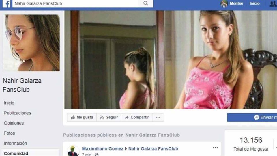 Facebook dio de baja el fans club de Nahir Galarza.