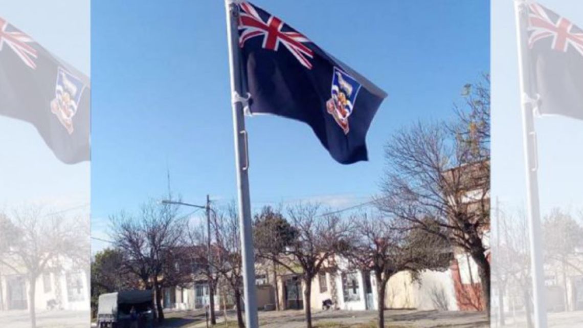 The Malvinas Flag flying high in Ceres, Santa Fe province.