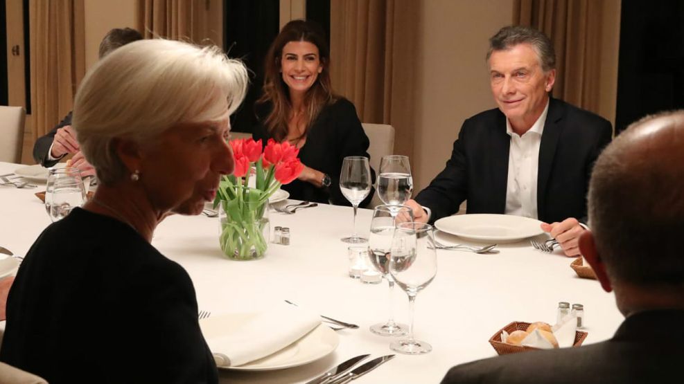 Lagarde, en la cena de esta noche con Macri y Juliana Awada en Olivos.