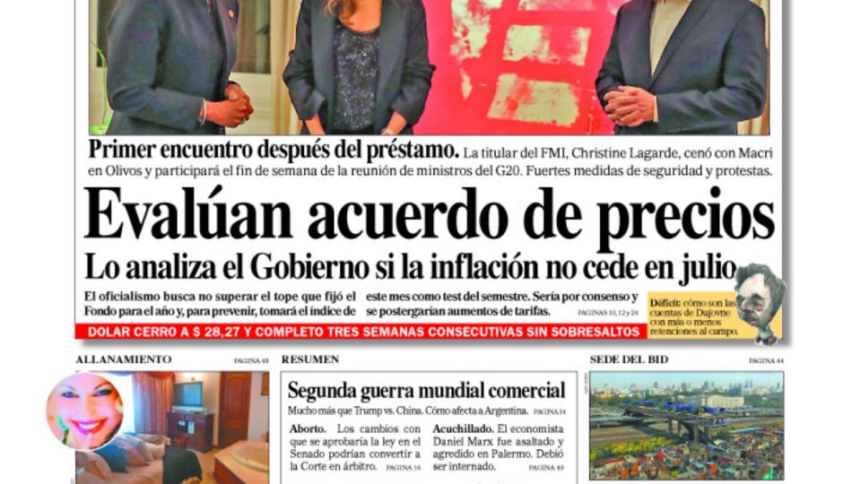 La tapa de Diario PERFIL de este sábado.