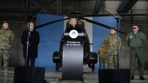 Mauricio Macri, en Campo de Mayo, al anunciar el nuevo rol de las Fuerzas Armadas