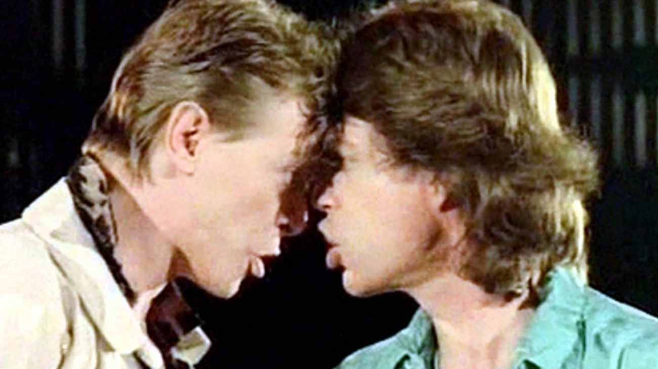 Mick Jagger juanto al músico y actor David Bowie.