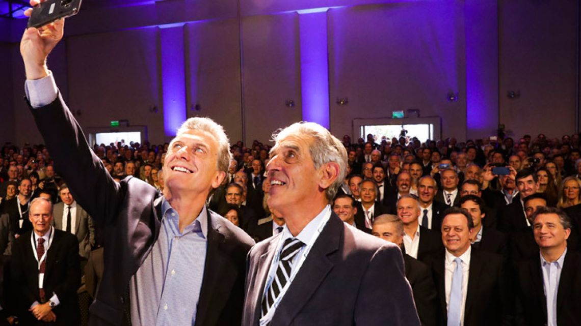 President Mauricio Macri takes part in an event marking the 41st anniversary of the founding of the Mediterranean Foundation at the Sheraton Hotel in Córdoba.