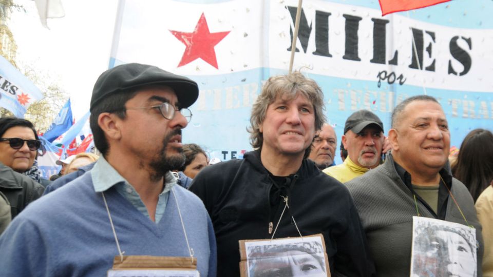 Amado Boudou junto a Fernando Esteche y Luis D'Elía.