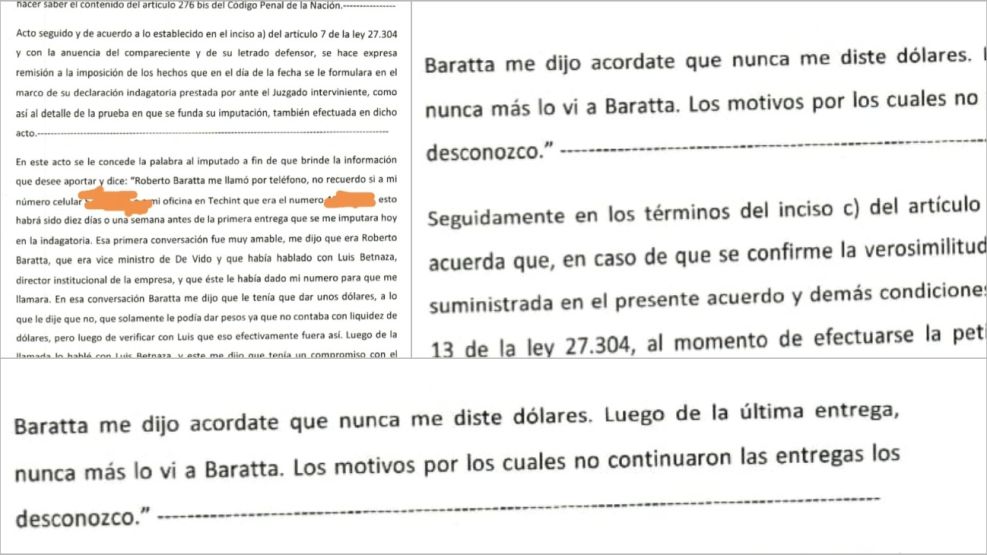 Testimonio de Zabaleta, directivo de Techint.