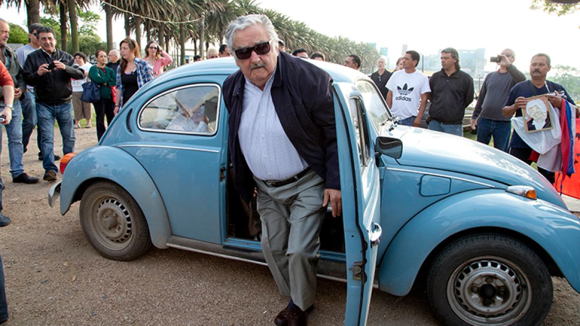 Uruguay's former President José Mujica arrives to cast his vote in the 2014 elections in Montevideo, Uruguay.