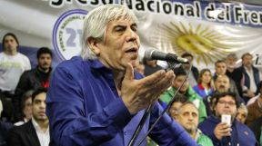 Hugo Moyano en el acto de este jueves en Atlanta.