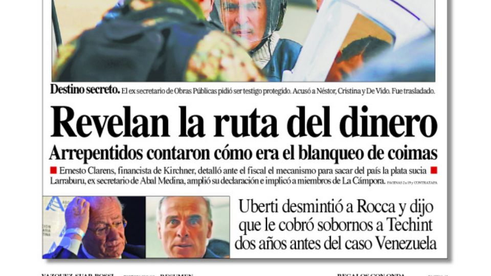 La tapa de Diario PERFIL de este sábado.