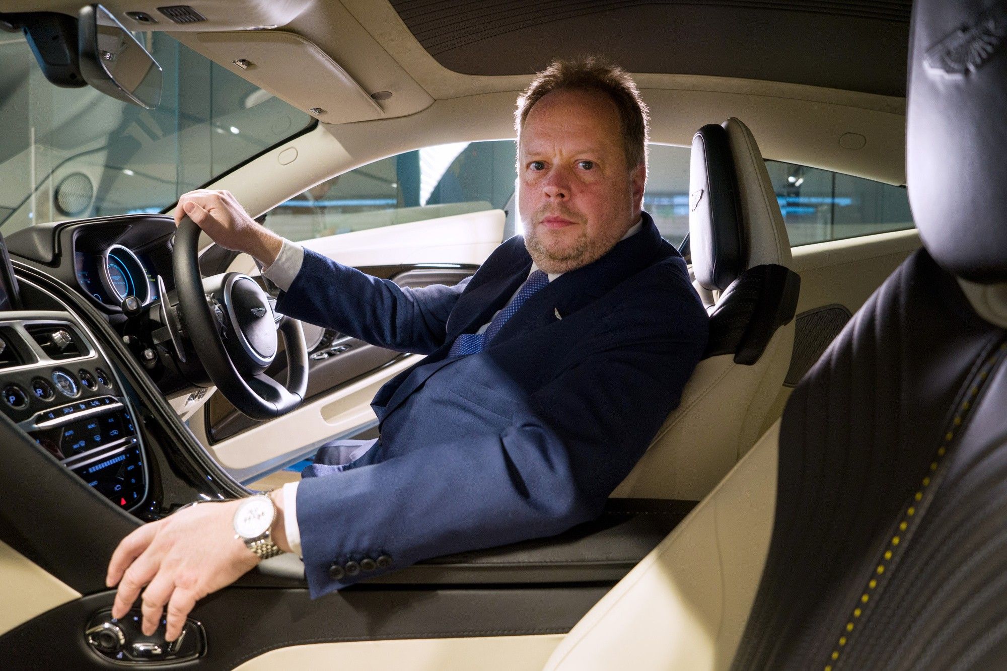 Andy Palmer in a DB11 automobile