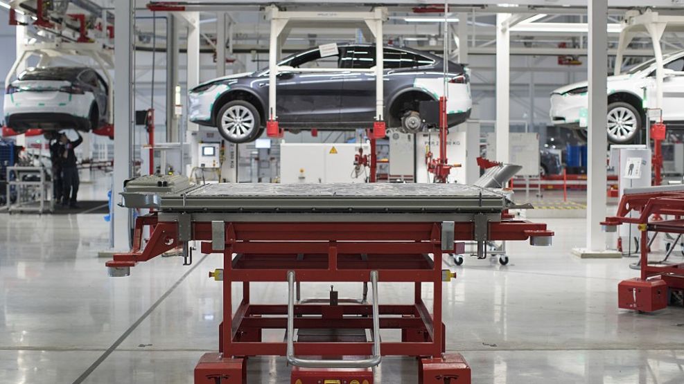 Tesla Model X SUV Assembly Inside A Tesla Motors Inc. Factory