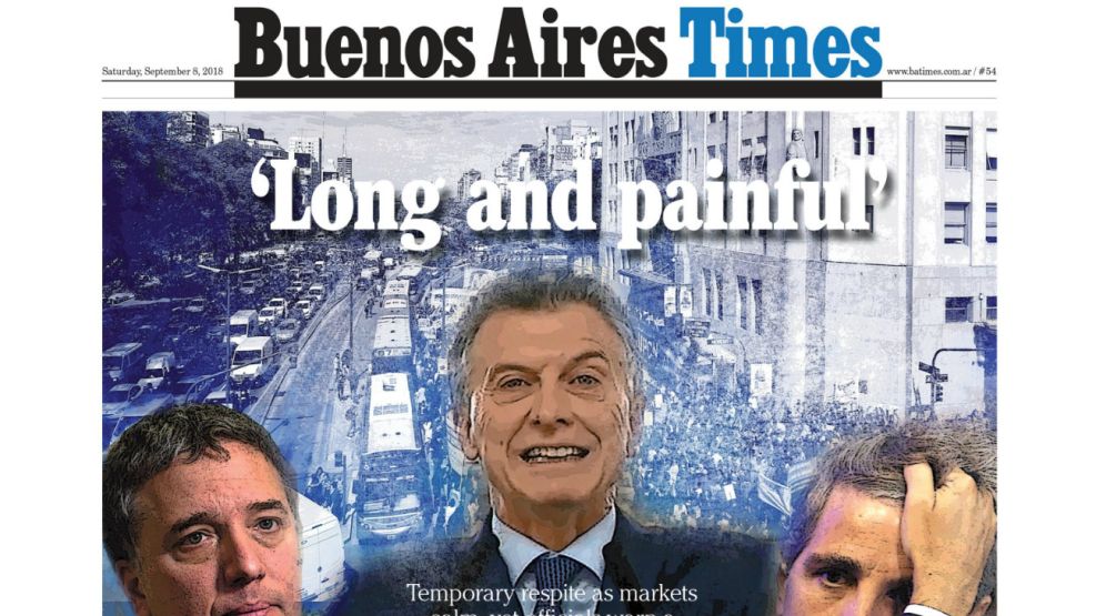 La tapa de Buenos Aires Times de este sábado 8 de septiembre de 2018