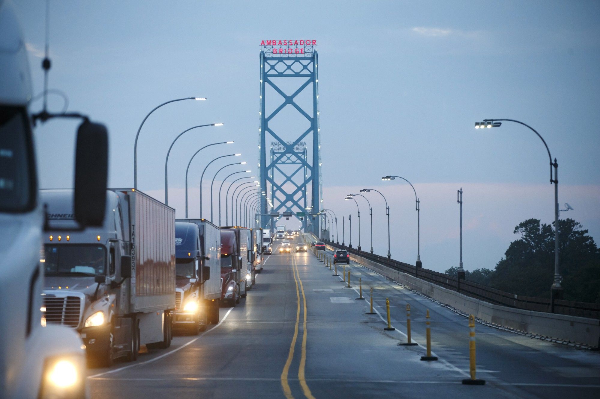 Ambassador Bridge Traffic At The U.S. Border As Canada Overcomes Trump's Metal Tariffs With Record Exports