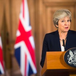 British Prime Minister Theresa May makes a statement on Brexit negotiations with the European Union, at 10 Downing Street, London.