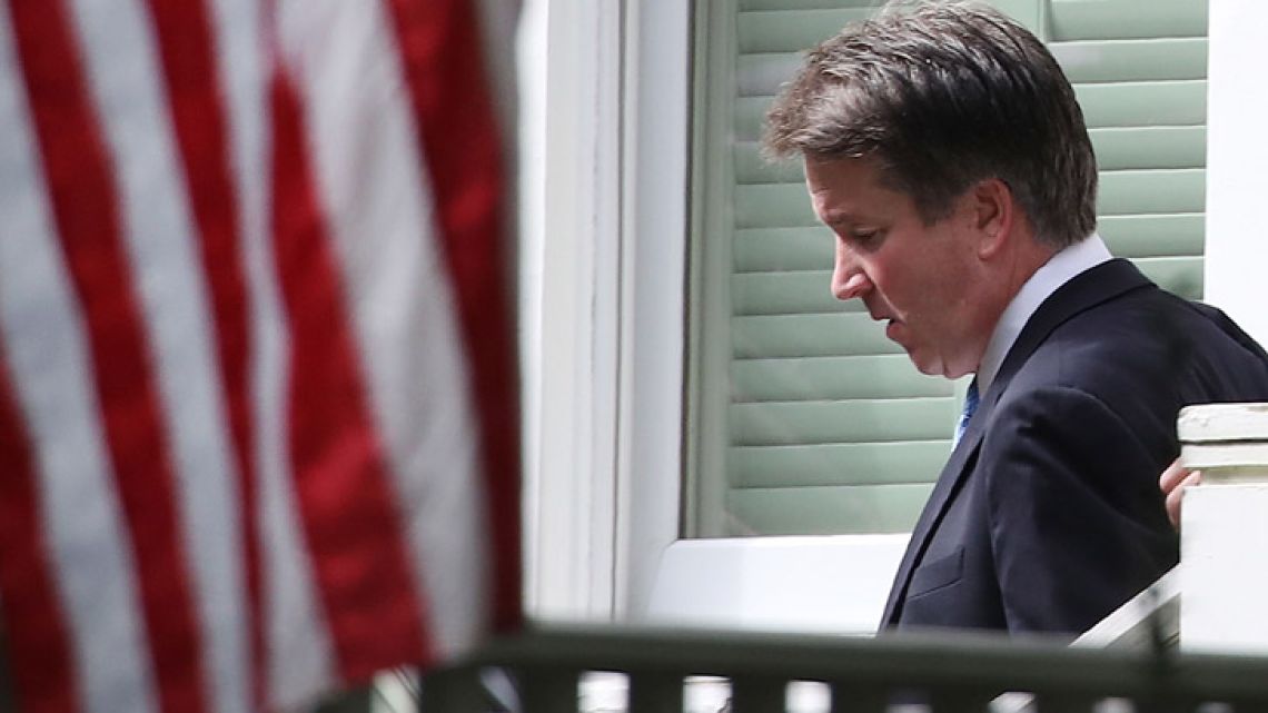 US Supreme Court nominee Judge Brett Kavanaugh leaves his home September 26, 2018 in Chevy Chase, Maryland.