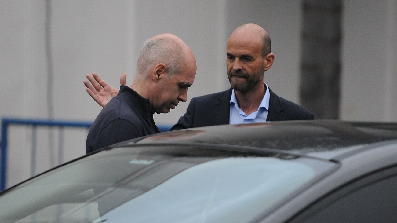 Guillermo Dietrich y Rodríguez Larreta, juntos, en la cumbre oficialista.