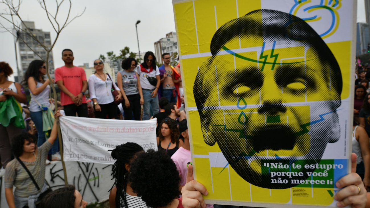 ELE NAO. Miles de mujeres marcharon en Brasil contra el candidato ultraconservador Jair Bolsonaro.