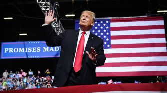 Donald Trump, en el WesBanco Arena en Wheeling, West Virginia.
