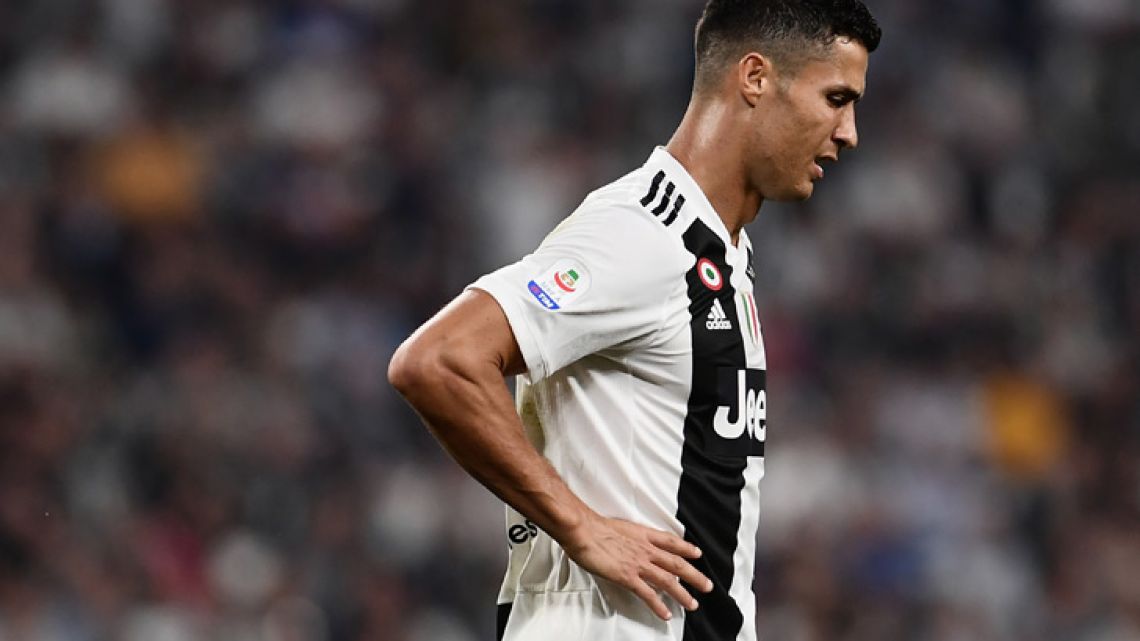 Cristiano Ronaldo reacts during the Italian Serie A football match between Juventus and Napoli on September 29, 2018 at the Juventus stadium in Turin.  
