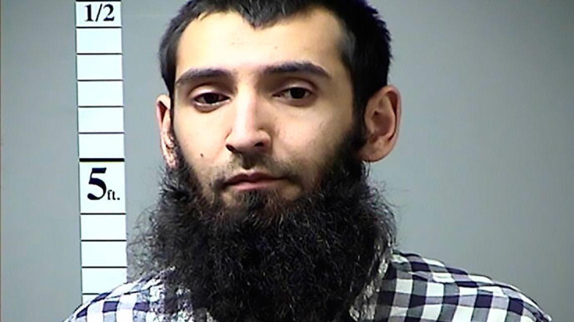 This file photo taken on October 31, 2017 is a handout obtained courtesy of the St. Charles County Dept. of Corrections in the midwestern US state of Missouri. It shows Sayfullo Habibullahevic Saipov, the suspected driver who killed eight people in New York on October 31, 2017, mowing down cyclists and pedestrians, before striking a school bus in what officials branded a "cowardly act of terror." US federal prosecutors have signalled their intention to seek the death penalty against the Uzbek immigrant accused of killing eight people in a New York truck rampage, should he be convicted at trial.  
